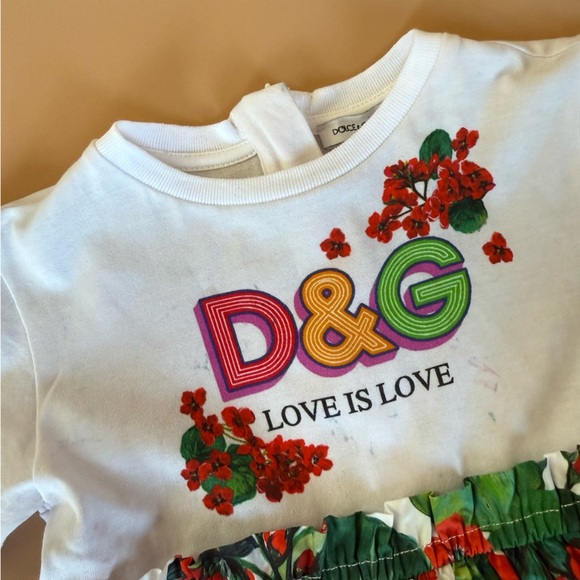 D&G White Dress with Red Floral Design - Picture 3 of 9